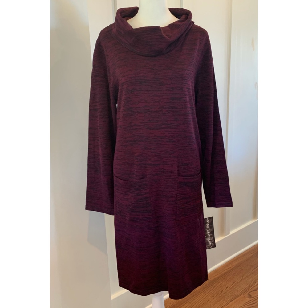 NWT Nina Leonard Cowl Neck Dress with Pockets